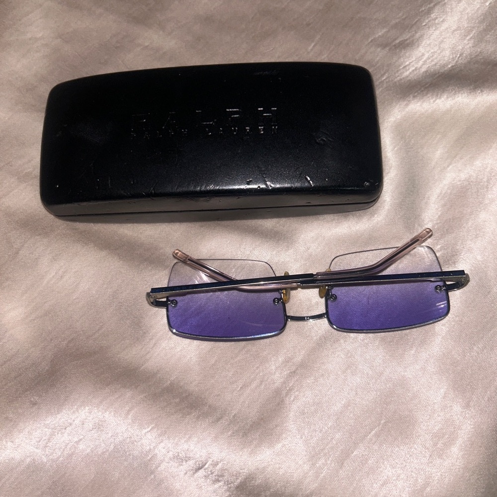 Vintage Ralph Lauren Rectangular Rimless Blue Gradient Lenses Sunglasses - Picture 5 of 9